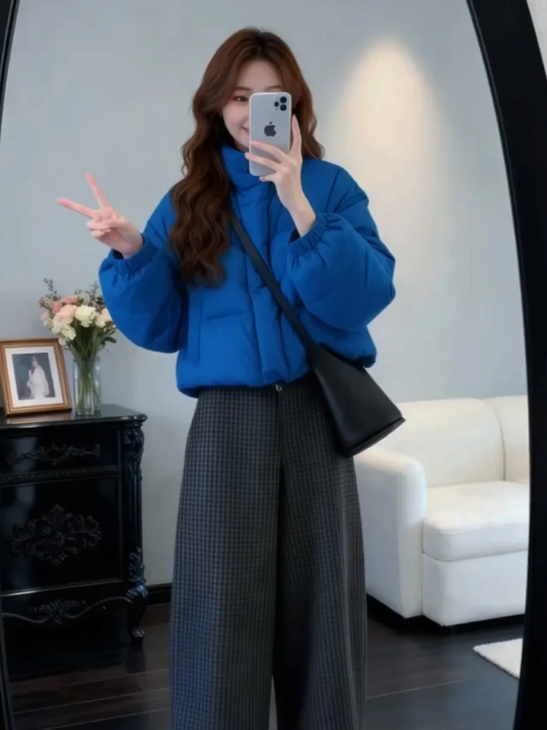 

Модная синяя хлопковая куртка с воротником-стойкой, теплая, антивозрастная, в корейском стиле, толстая верхняя одежда для женщин, зимняя новинка