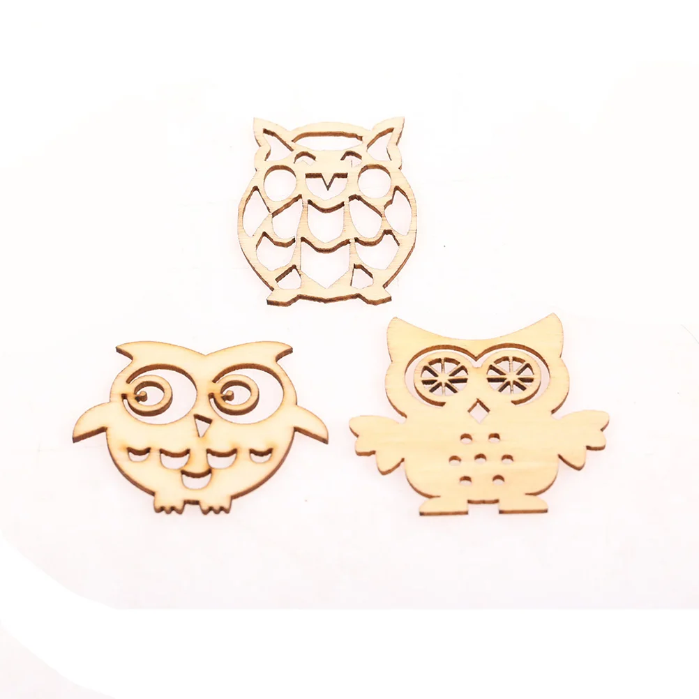 

20 Owl Wood Slices Craft Party Decorations Desk Wooden Cutouts Veneers Pieces Durable Natural Safe DIY Projects Sewing Tools