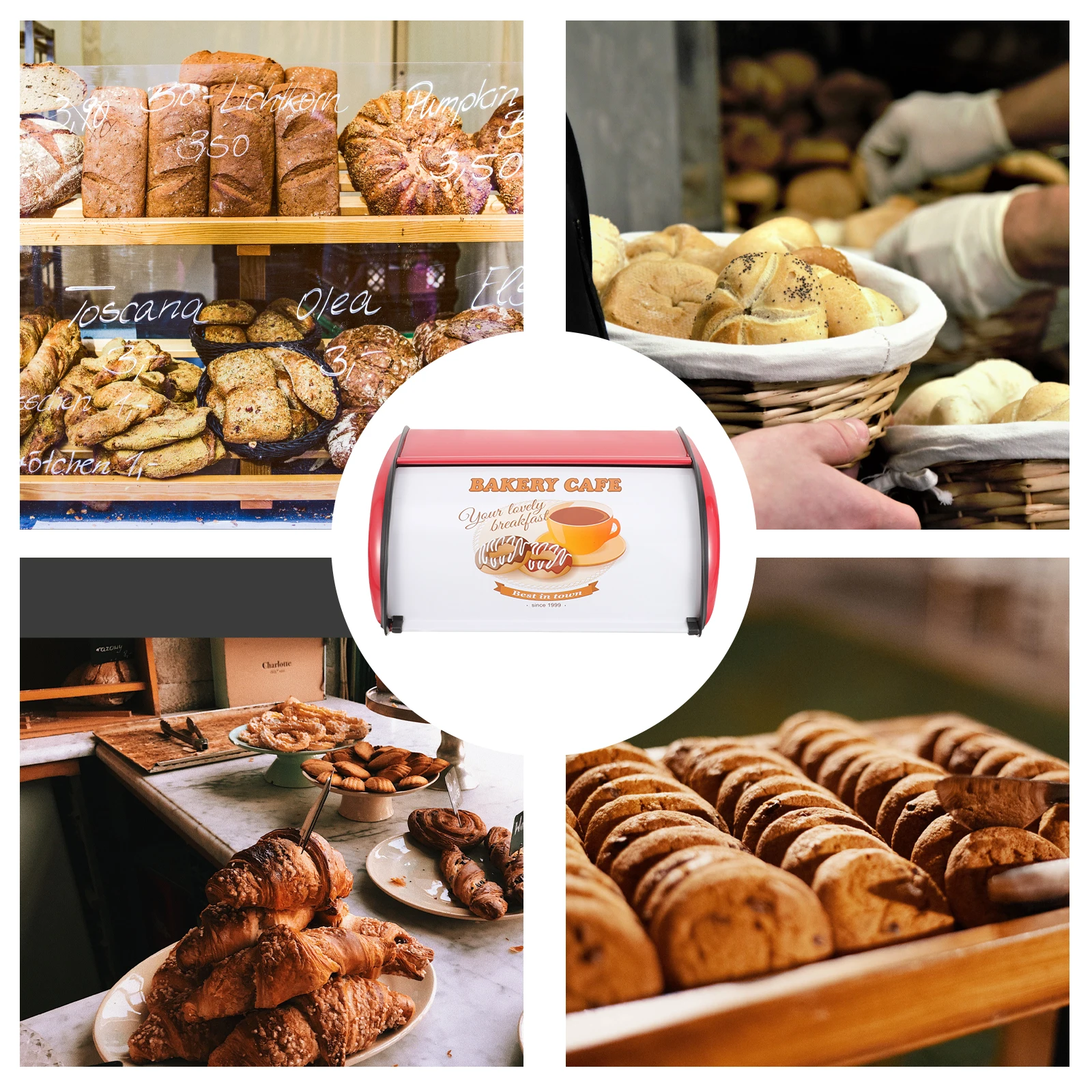 

Metal Bread Box with Lid Large Capacity Storage for Kitchen Countertop Farmhouse Style Baking Room Coffee Shop