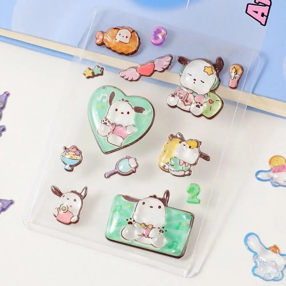 Cute Sanrio Cartoon 3D Three-dimensional Embossed Stickers Kuromi My Melody Cinnamoroll Mobile Phone Cup Decoration Holiday Gift