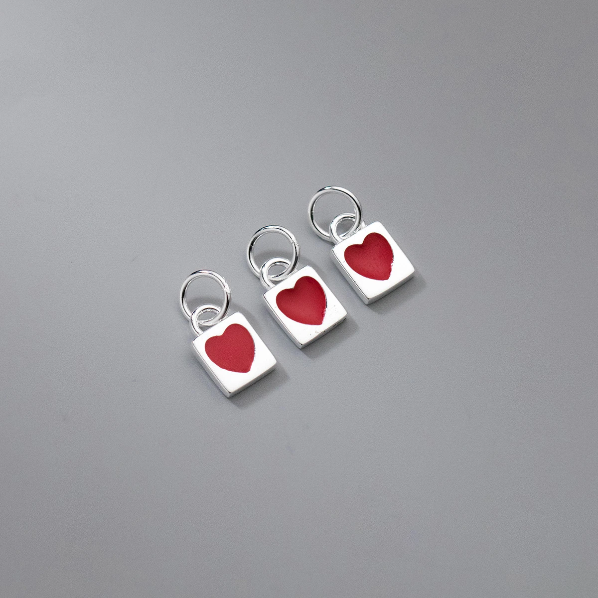 100% Real Sterling 925 Silver Accaccessories Simple Red Charm Pendant For Bracelets and Necklaces Key Chain Diy Material