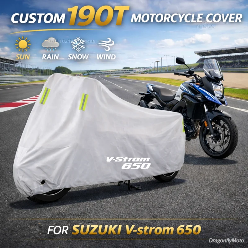 

For Suzuki vstrom 650 DL650 650XT v-strom xt Motorcycle Cover Silver Waterproof UV Rain Dust Sun Outdoor Indoor Protector
