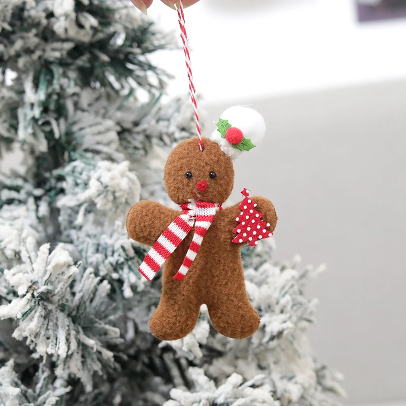 3pcs Christmas New Year Decoration Home Plush Doll Gingerbread Man Xmas Tree Hanging Table Ornament Indoor Pendant Kid Gift