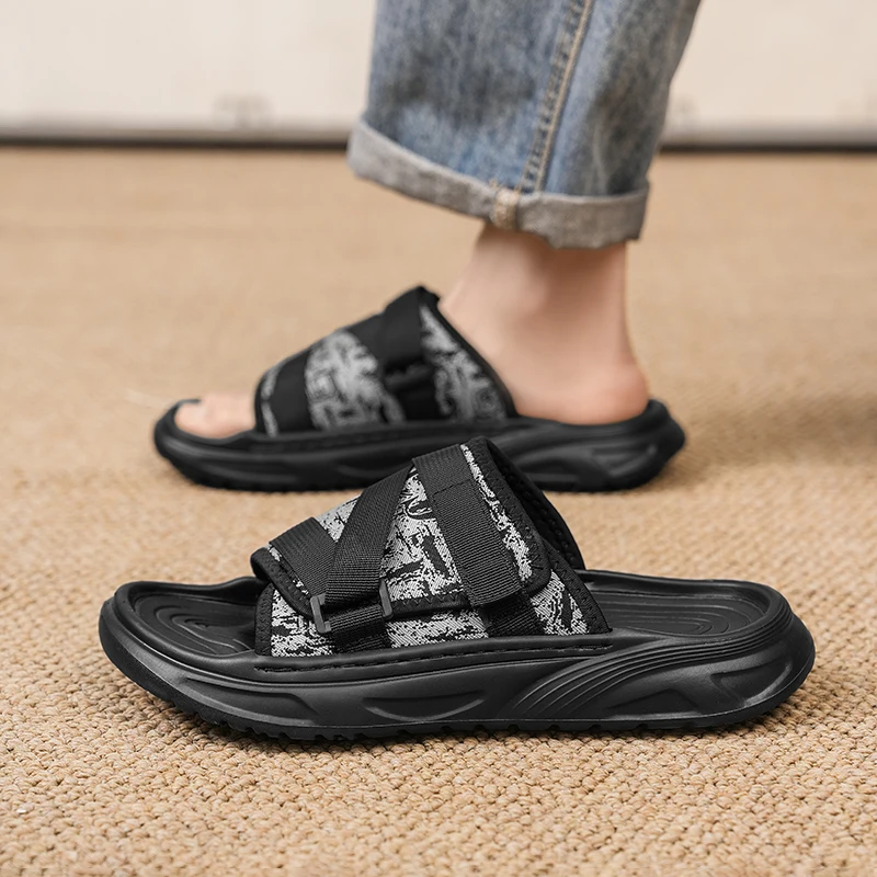 

Men's Summer Slip-On Soft Bottom Sandals Anti-Slip Outdoor Sports Casual Beach Shoes Lightweight Rubber Outsole Mesh Upgraded