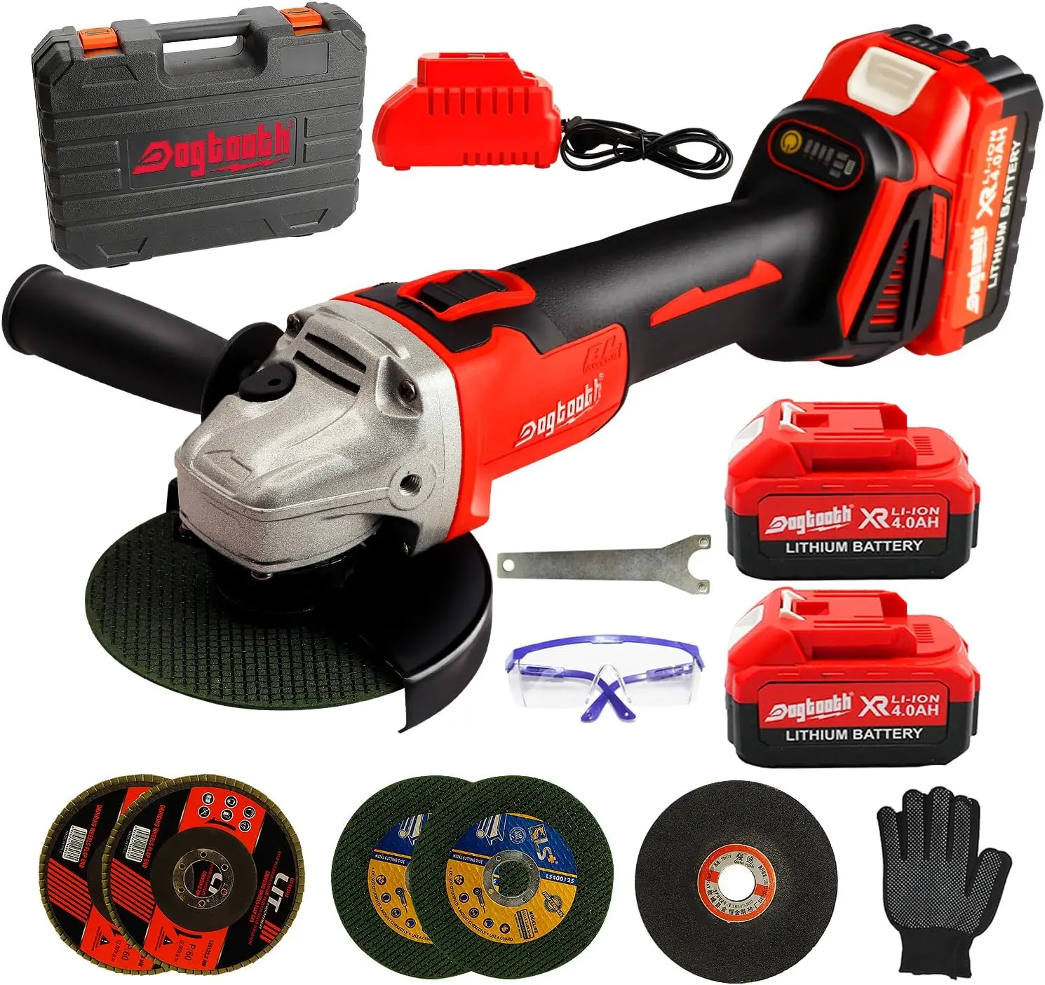 

21V Cordless Angle Grinder Kit with 10000 RPM Brushless Electric Motor, 4-1/2 Inch with 2x 4.0 AH Battery Fast Charger