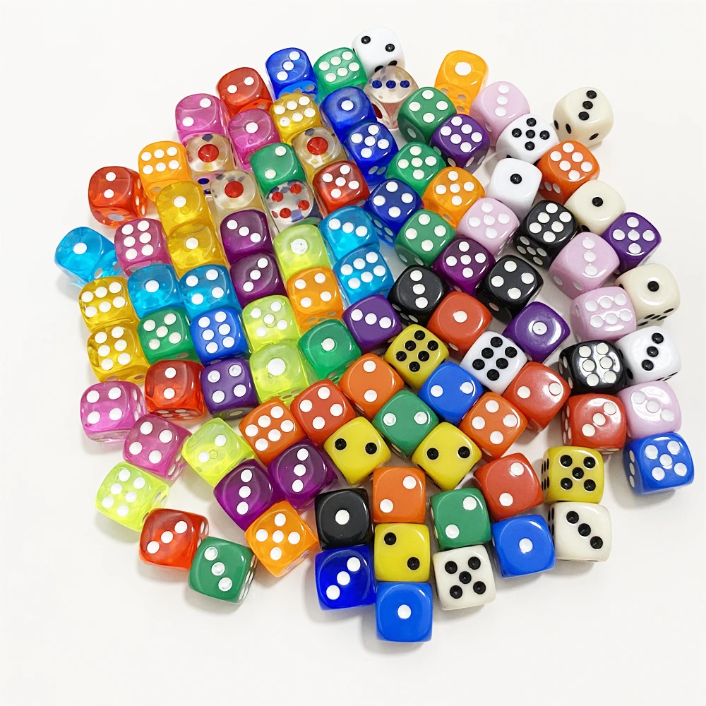 50pcs/Pack High Quality New 12mm Acrylic Transparent D6 Point Dice #12 Round Corner Boutique Dice