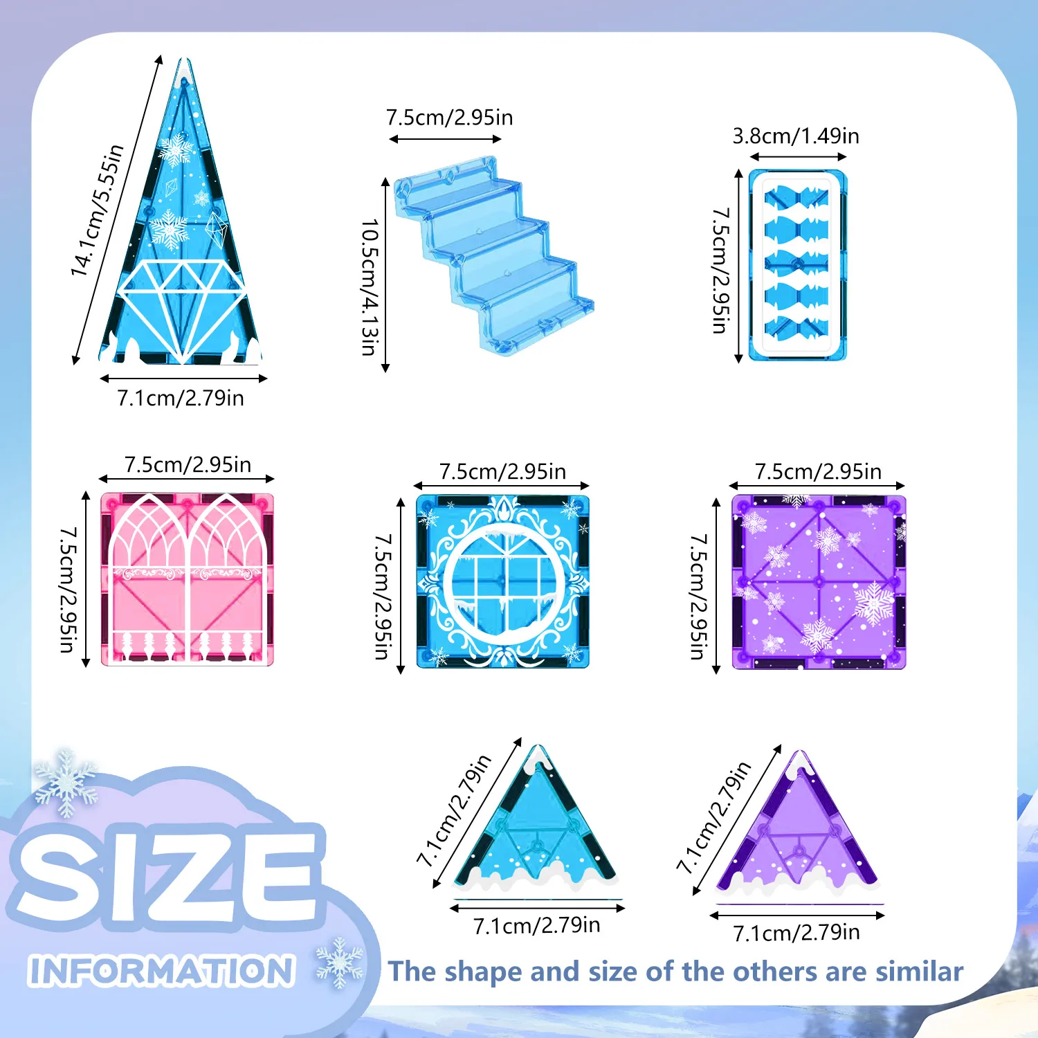 48-piece Princess and Prince Ice and Snow Series Magnetic Window Puzzle - Educational Toy for Kids, Magnetic Building Blocks, Ic