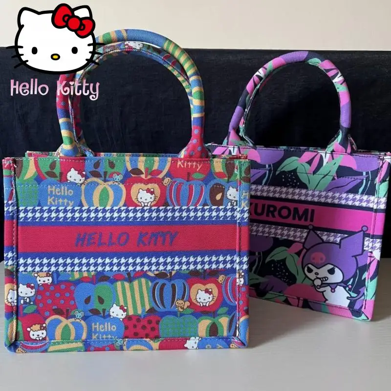 

Kawaii 2024 New Hello Kitty Tote Bag Cute Cartoon Summer Fashion Trend Magnetic Buckle Canvas Handbag Birthday Gift for Girls