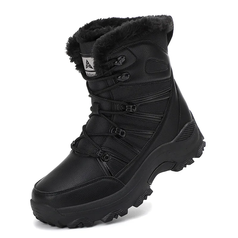 

CHRLCK Men's Winter Waterproof Snow Boots Plush Lined Warm Sports Shoes round Toe Tactical Boots Men's Outdoor Warm Snow Boots