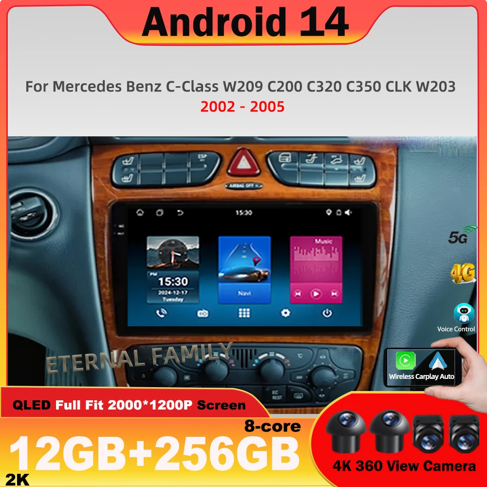 

Автомобильный радиоприемник Android 13 для Mercedes Benz C Class W203 C200 C320 C350 CLK W209 2002 - 2005 мультимедийный видеоплеер навигация GPS