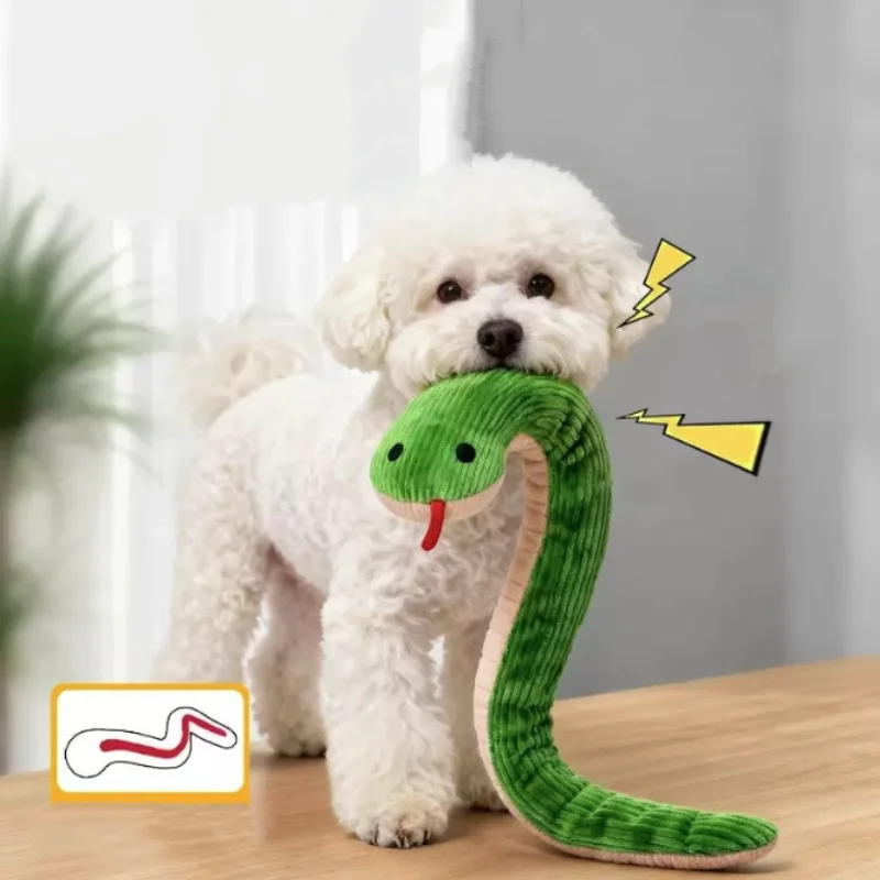 Interactive Cat Toy Snake - Bite Resistant Plush Kitten Chew Toy with Sound for Teeth Cleaning Indoor Pet Entertainment