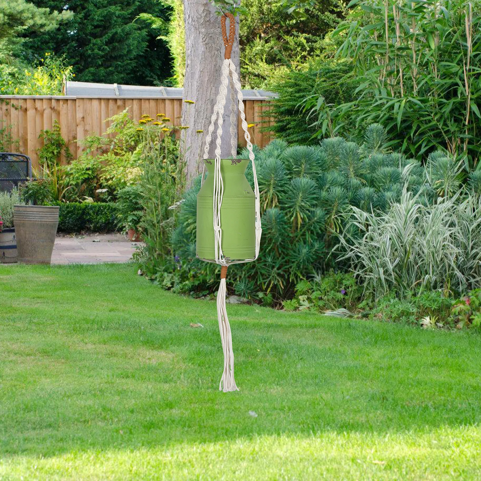 

Hand-Woven Cotton Rope Basket Wall Hanging Decorative Planter Holder Flowerpot Net Bag for Indoor Wall Decoration and Plant