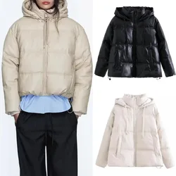 Women's Winter Cold Coat Promotion Women Elegant Hooded Anorak Cotton Jacket Warm Parkas Overcoat Female Black White Clothing