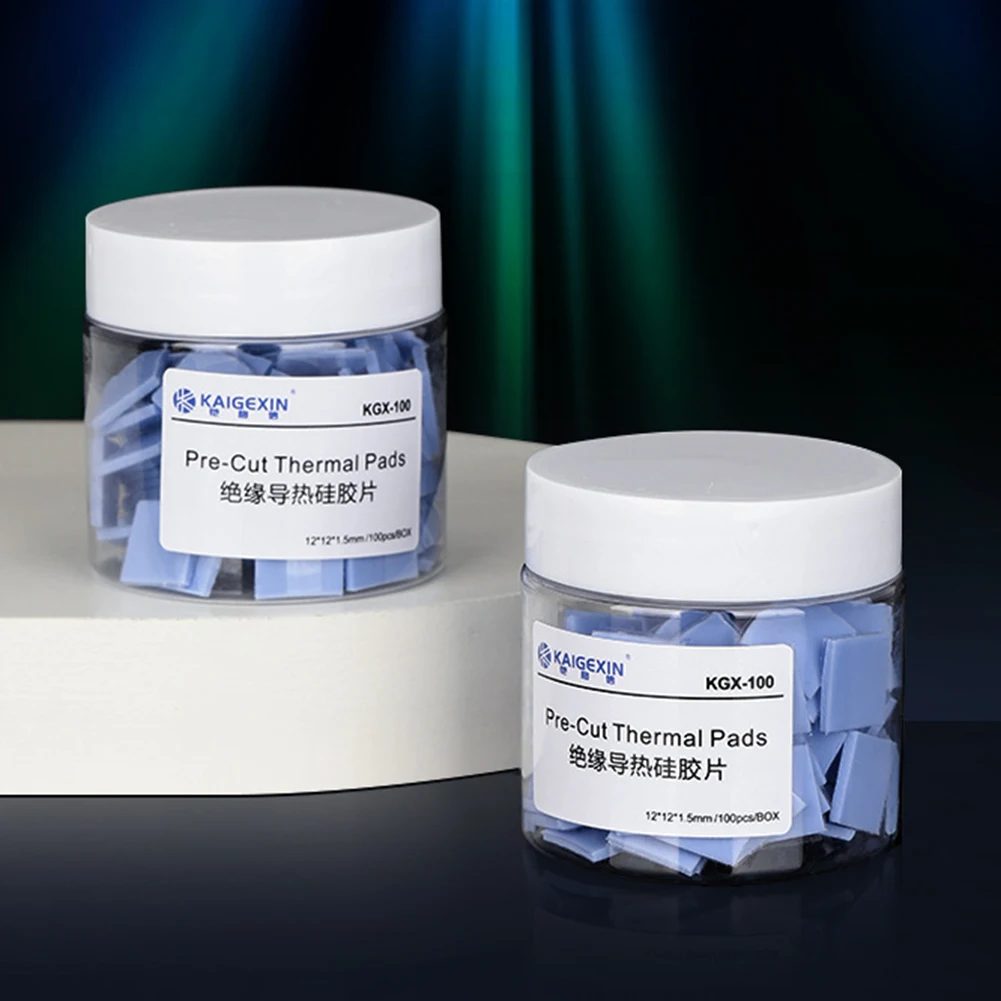 

100PCS Heat Conducting Thermal Pad Non Conductive 12x12x1.5mm Conductive Silicone Pad Conductive Cooling Pad for GPU CPU Repair