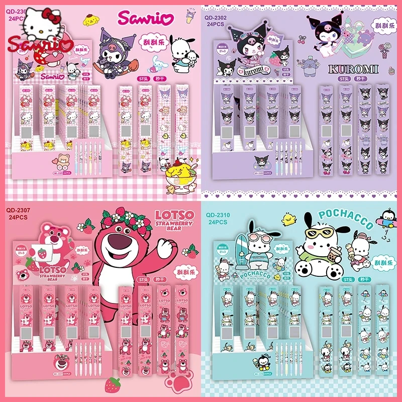 

Sanrio Cartoon Cute High Appearance Level Kuromi Scratchoff Press Pen Metal Pen Holder Press Neutral Pen Student School Supplies