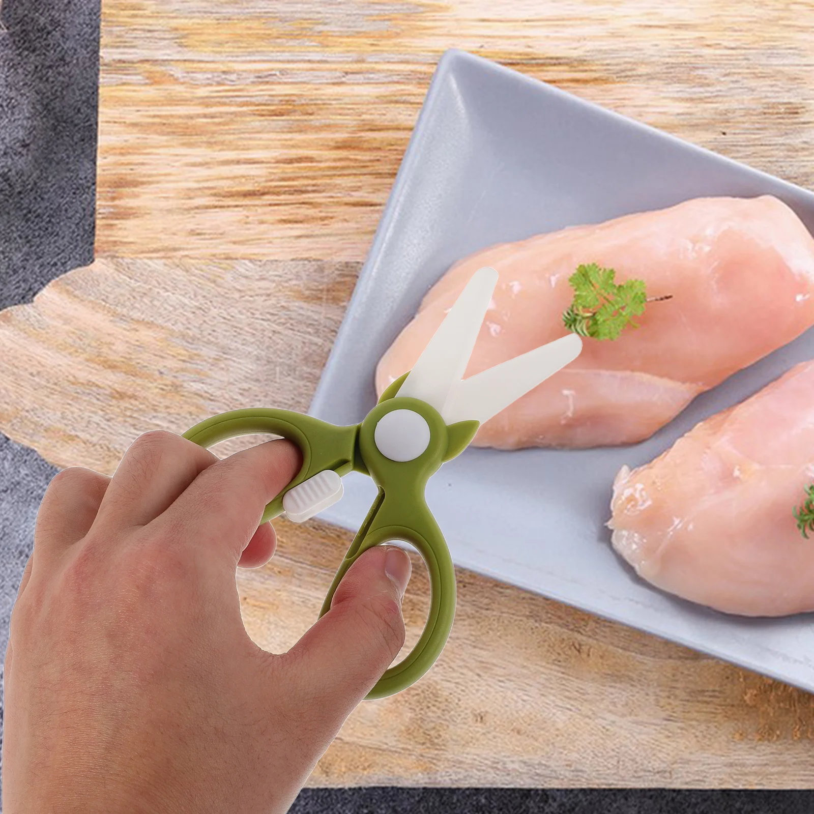 مقص طعام سيراميك محمول متعدد الوظائف، قطاعة معكرونة اللحوم، مادة آمنة، سهلة التنظيف للاستخدام المنزلي أثناء السفر #1