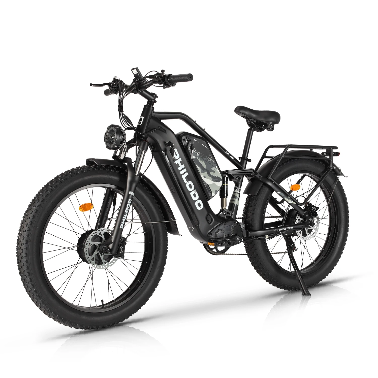 E-Bike JUMBO 2000W Doppelmotoren 48V46AH Doppelbatterien Hydraulische Bremsen 26-Zoll-Fat-Reifen Erwachsenen-Allterrain-Elektrofahrrad – Detail 7