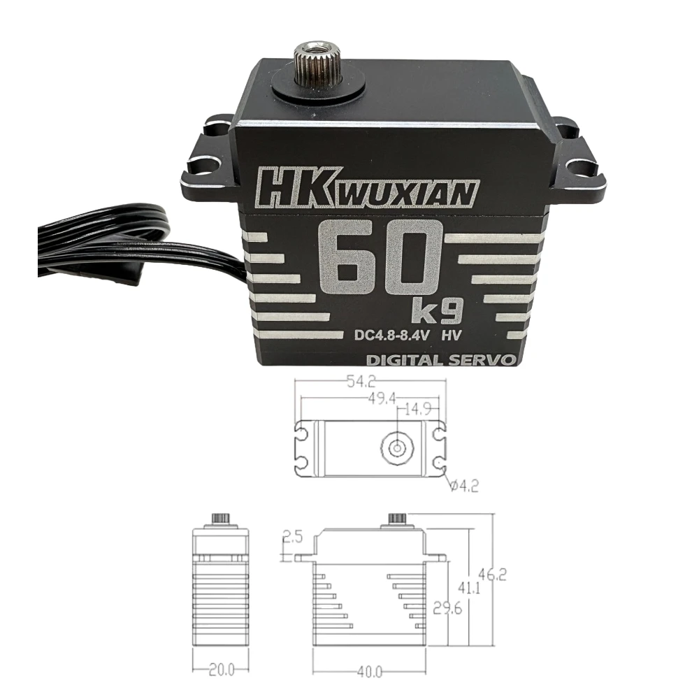 Servo sem escova de 60KG servo à prova d'água servo de alto torque com engrenagens totalmente metálicas, adequado para carros rastreados RC ou robôs DIY.