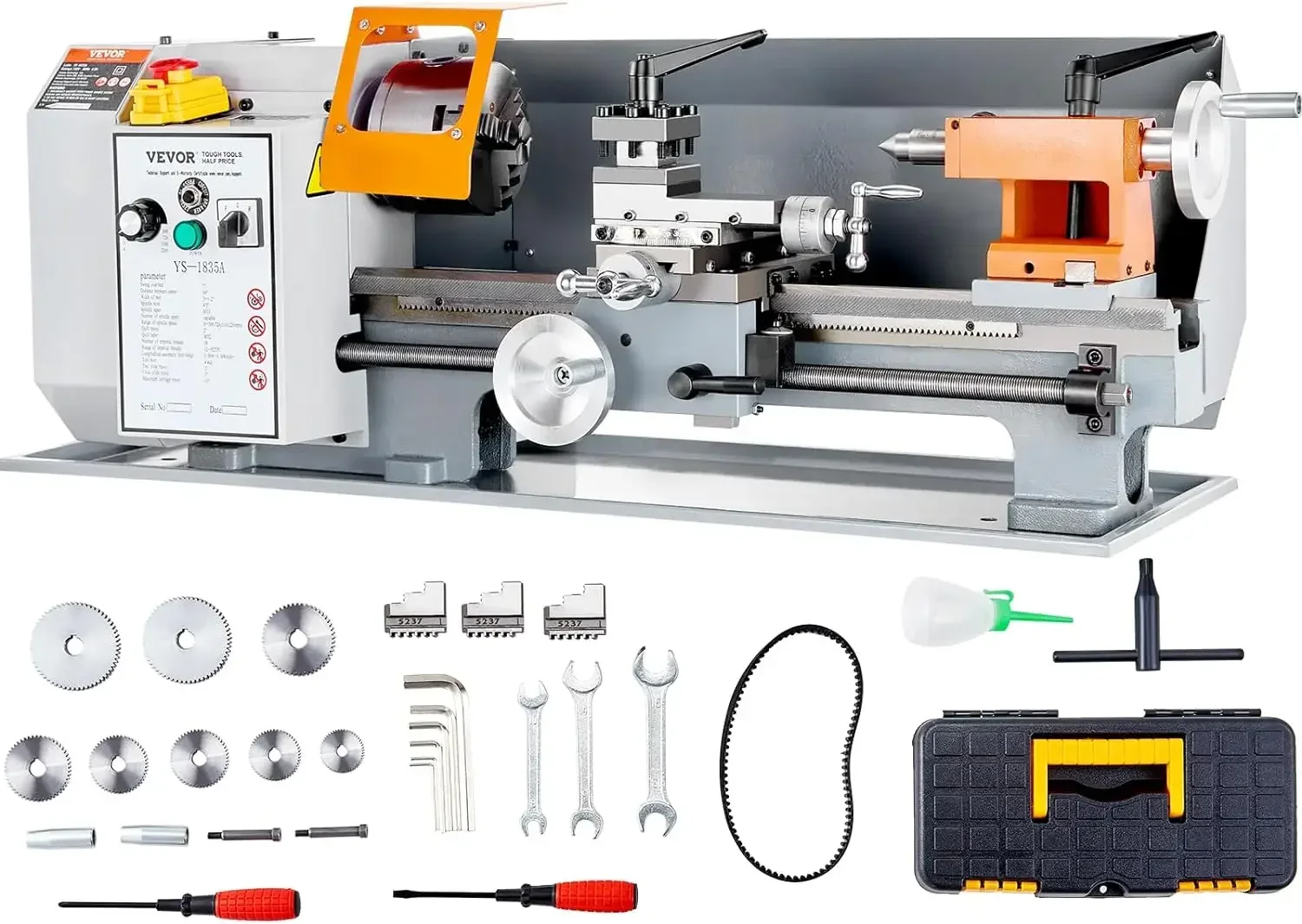 Lathe Machine, 7'' x 13.78'' Precision Benchtop Power Metal Lathe 0-2200 RPM Continuously Variable Speed