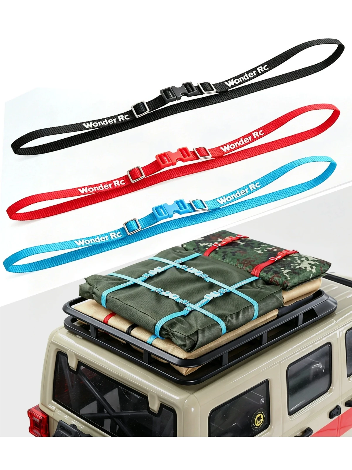 RC Crawler Simulation Roof Buckle Strap Tie Down, Fit RLAARLO MK07 SCX10 TRX4 YK RC Crawler Scale Accessories