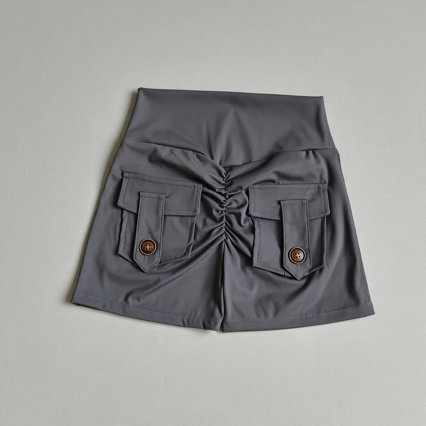 Yoga-Shorts für Damen mit Tasche, gerafftem Po, Gym-Leggings, hohe Taille, Push-Up-Strumpfhose, sexy Booty-Sportshorts, Fitness – Detail 8
