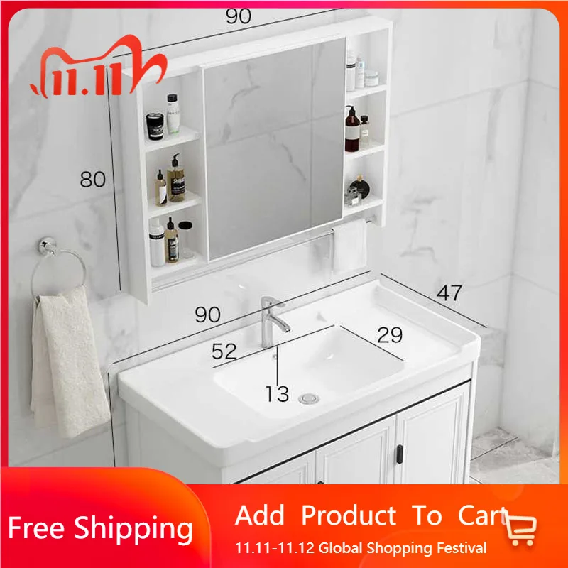 

Nordic Modern Floor Mounted Bathroom Cabinets with Mirror Washbasin Bathroom Vanity Storage Organizer Vestidores Hotel Furniture