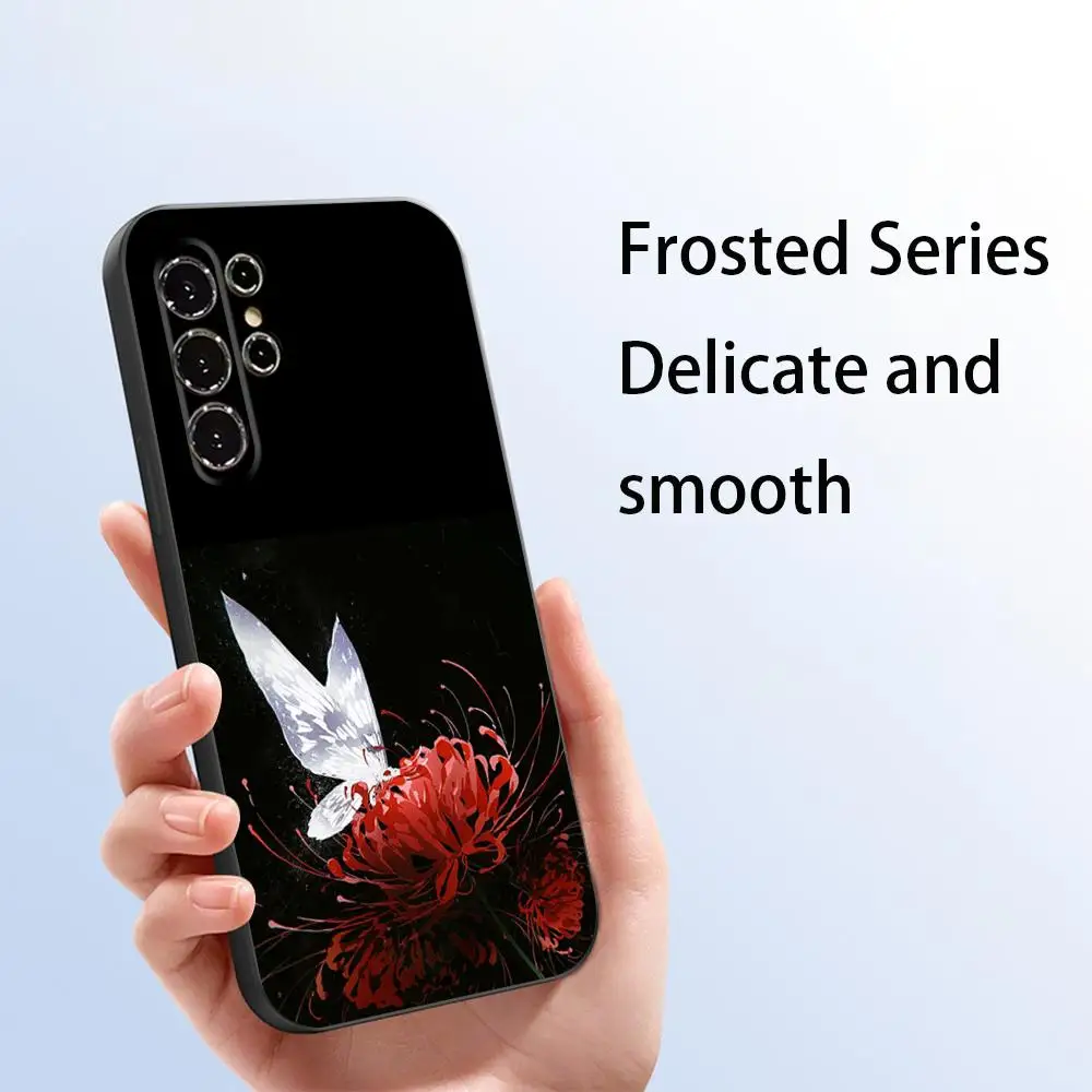 Red spider lily Japan art fashion design  Phone Case For Samsung Galaxy S26 S25 S24 S23 S22 S21 Plus Ultra Note20 Soft Black view 5