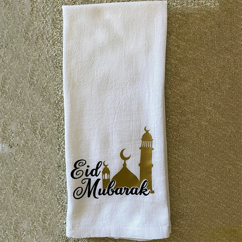 Ramadan Kareem Eid Mubarak white kitchen tea towel Muslim Islamic suhoor Iftar sehri Eid al-Fitr home decoration gift sign