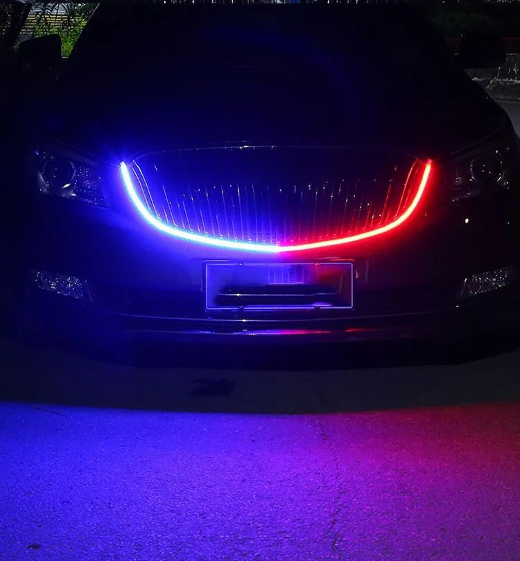 120cm LED Daytime Running and Tailgate Light for Sedan Red Blue Visual for Rear Vehicles Anti Collision 12V 10W Silicone