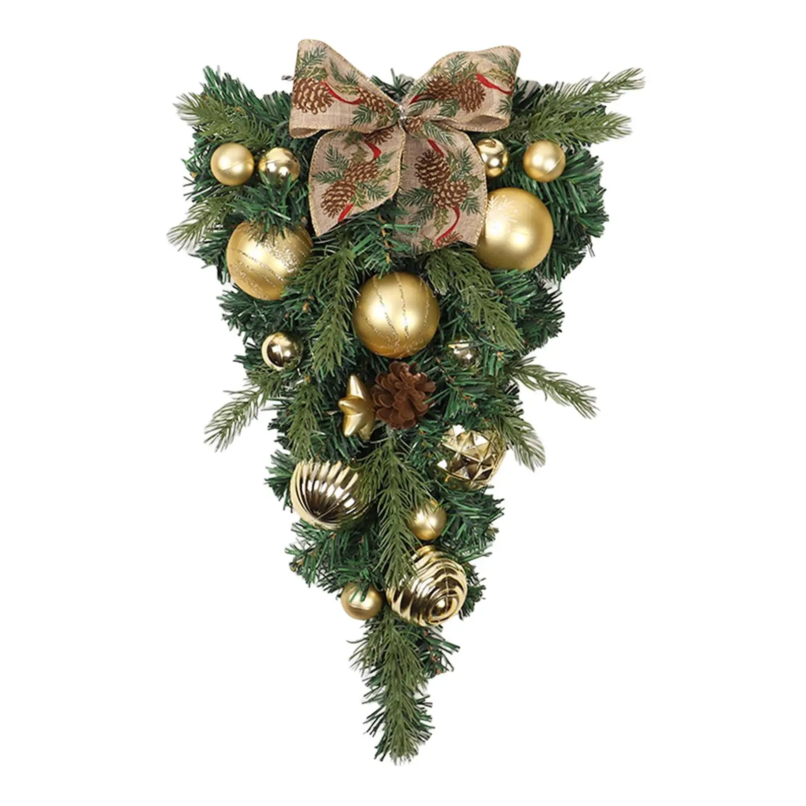 Seasonal Teardrop Wreath Door Hanging Decor Christmas Swag for Front Door Wall Fireplace Home Garden Party Ornaments PVC