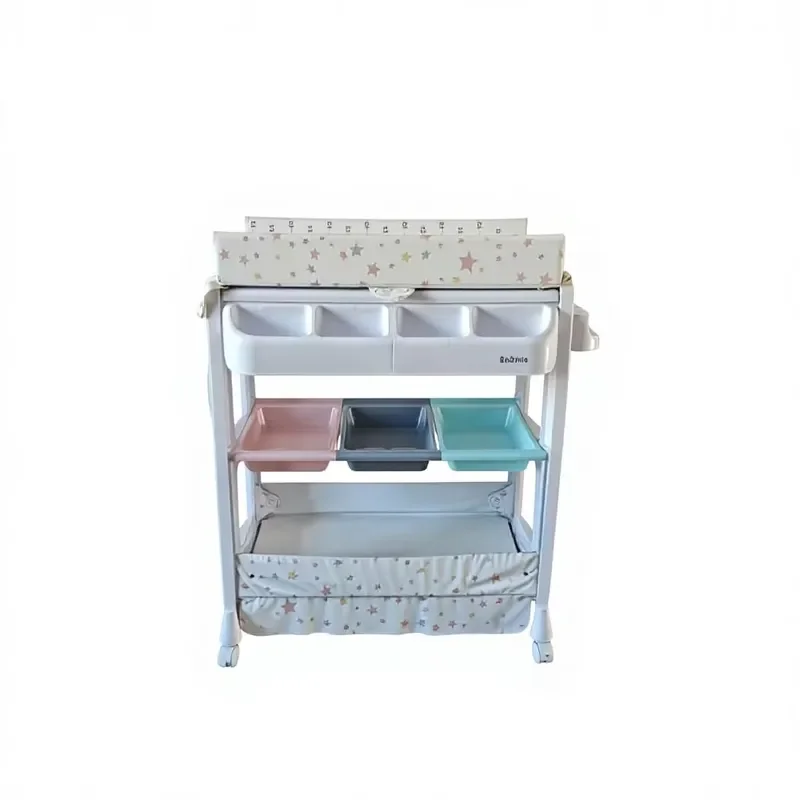 Portable Baby Diaper Changing Station Foldable Infant Care Table with Storage Shelves for Nursery Room Organization and