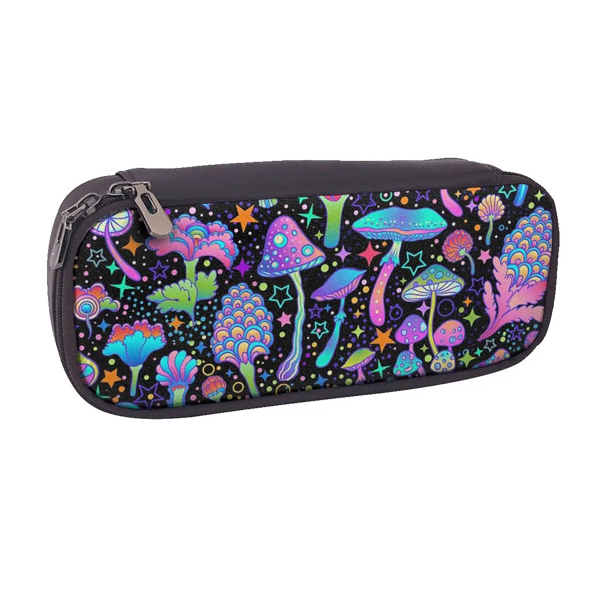 Psychedelic Magic Mushrooms Lava Leather Pencil Case for Boy Girl School Pen Box Pencil Bag Stationery Supplies Pen Holder Bag