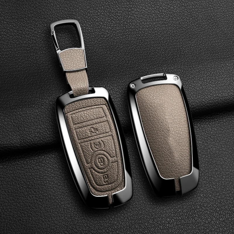 Zinc Alloy Leather Car Key Cover, For Ford Raptor F150 RC Protector Ford F-150 Raptor, Protected Keychain Bag, Car Accessories view 5