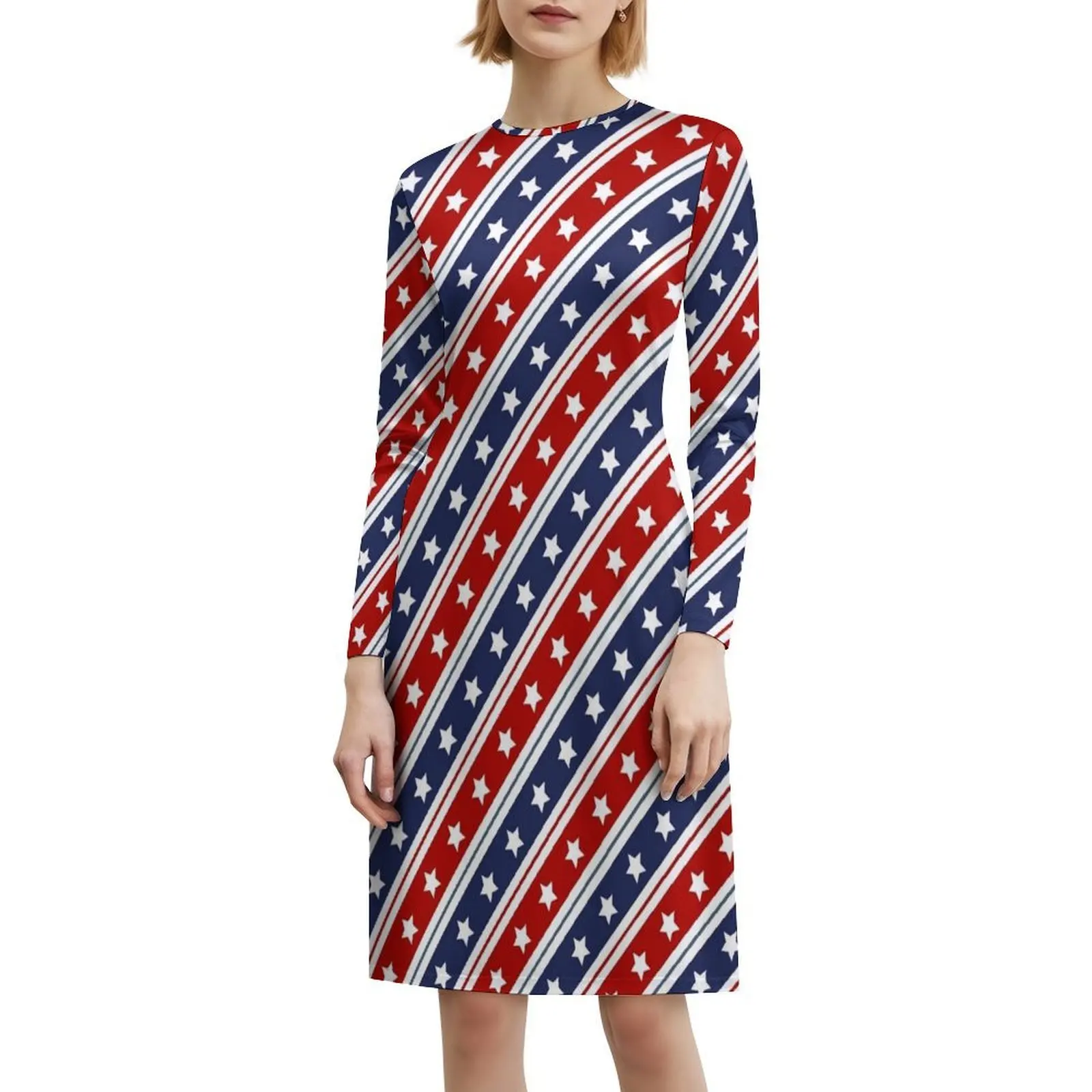 فستان بوهيمي بدون أكمام بعلم أمريكي للنساء مطبوع عليه فساتين حفلات الشاطئ بعلم أمريكي وعطلات يوم العمل فساتين نسائية #6