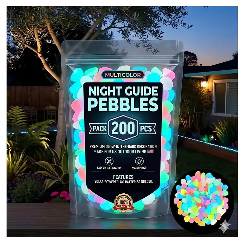 2026 Colorful Glow-in-the-dark Garden Stone Outdoor Landscape Courtyard Luminous Cobblestone Gardening Supply Garden Home Decor
