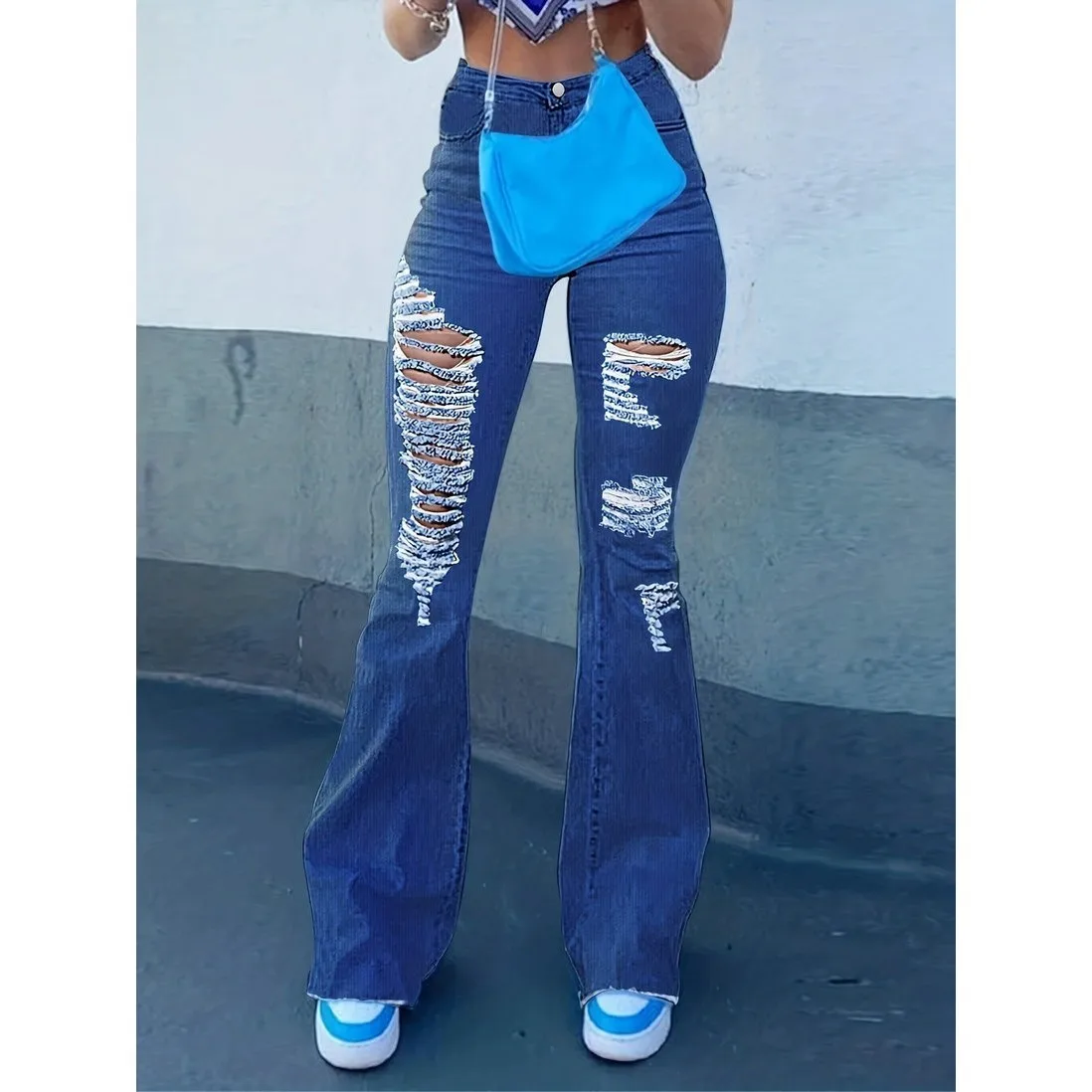 

Модные женские джинсовые джинсы-колокольчики, длинные брюки, дизайн Cra Hole, бестселлер в Юго-Восточной Азии, трансграничная одежда