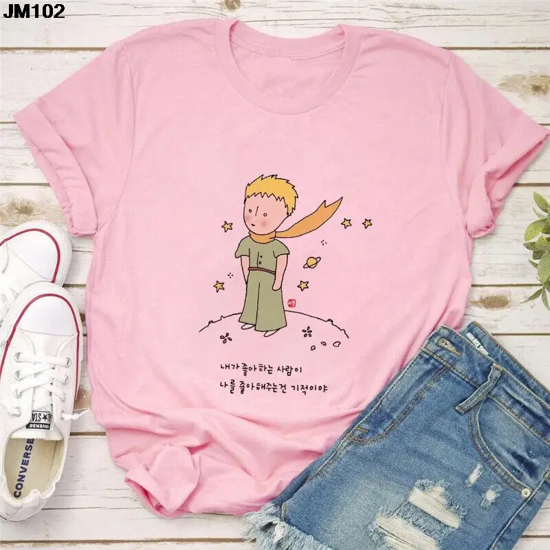 Harajuku Hip Hop Hipster Womens T Shirt Little Prince Art Print Female Clothing T-shirt Streetwear Beautiful Short Sleeve Tshirt