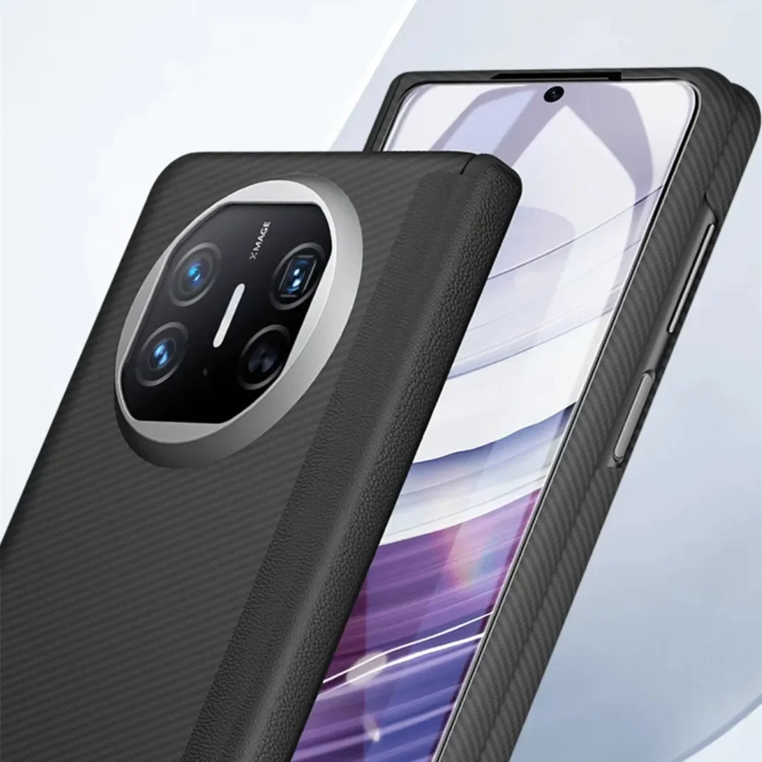 Genuine Aramid Fiber Matte Carbon Fiber Magsafe Case For Huawei Mate X5 X3 Axis Hinge Bulletproof Armor Back Cover Front Bumper