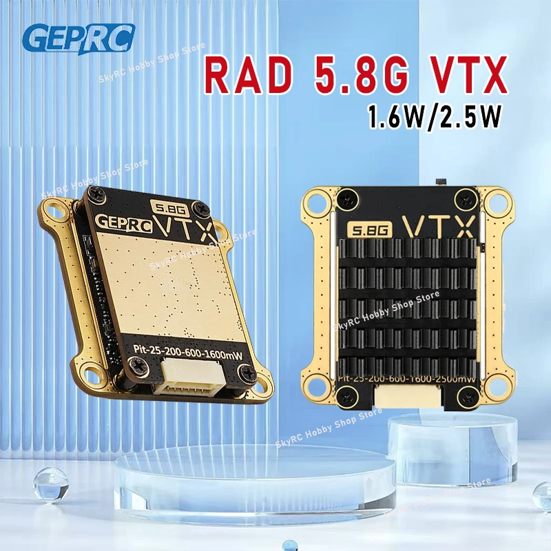 

GEPRC RAD 5,8G VTX-1,6 Вт/2,5 Вт, 40 каналов, 5 передач, регулируемая (25–1700 мВт), IRC Tramp 2–8S FPV RC видеопередатчик