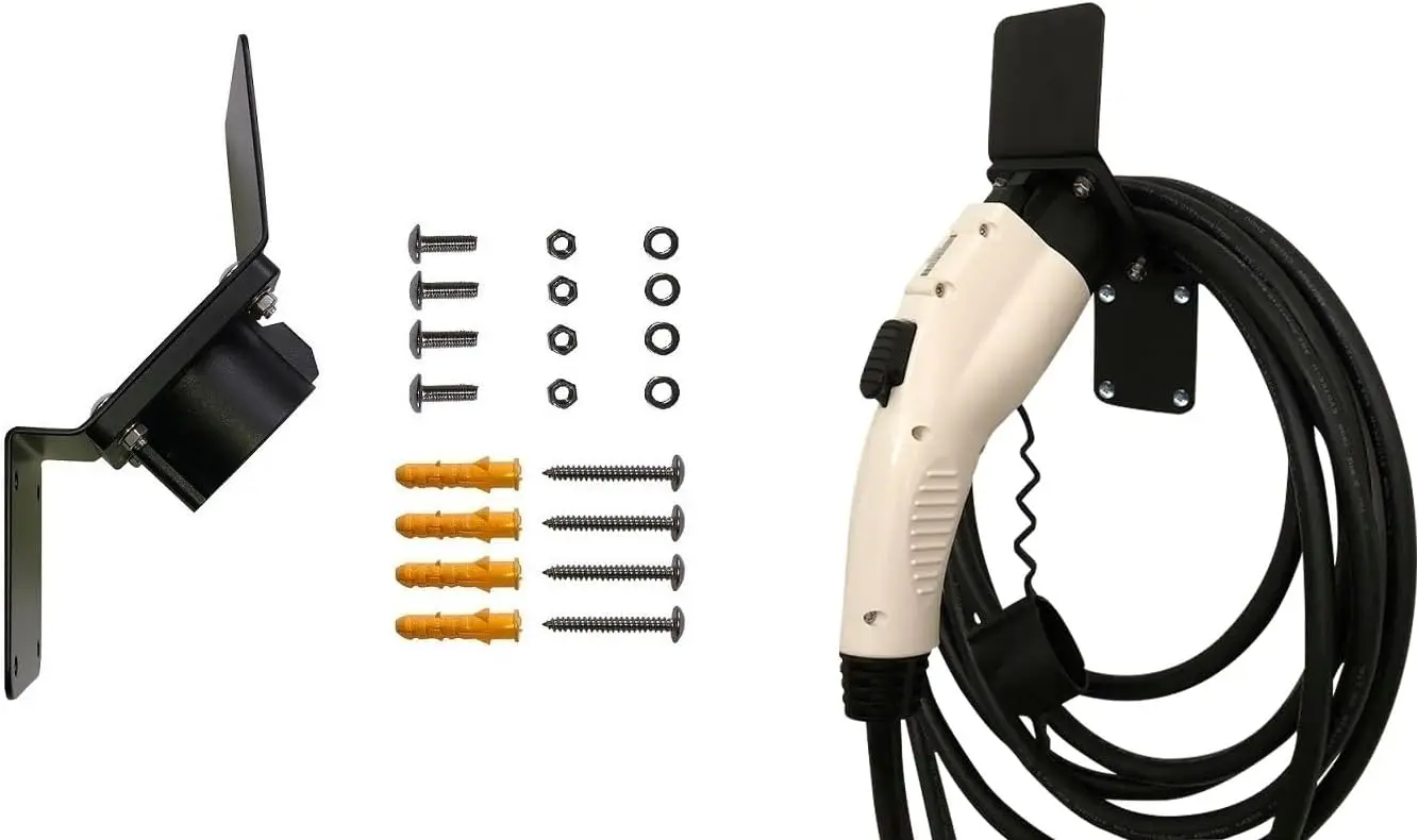 

Heavy Duty EV Charger Cable Organizer Hook, SAE J1772 Holster, Steel Bracket