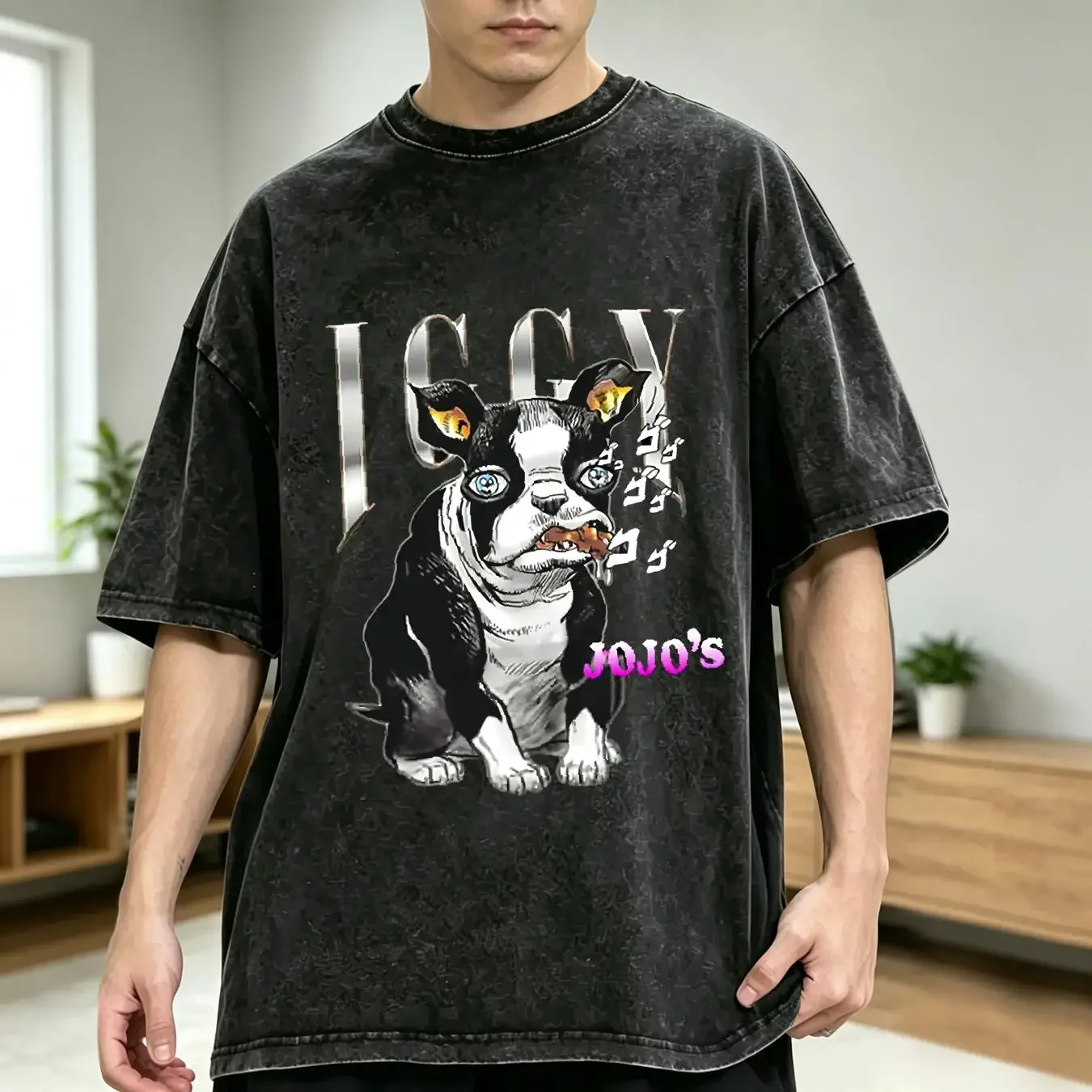 washed T Shirt SALE Iggy The Fool Jojo Bizarre Adventure Jotaro KujoT Size S_5XL vintage Washed Stylish designer clothes