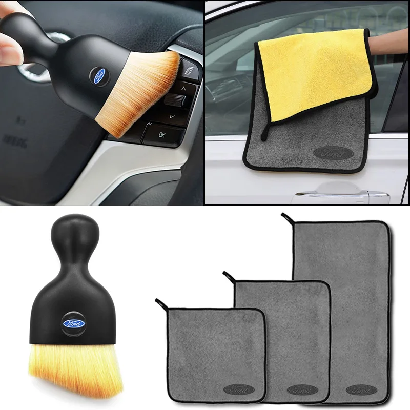 Toalha de microfibra para lavagem de carro, ferramenta de limpeza automática, escova macia, pano de secagem para ford st focus 2 3 fiesta mondeo fusion kuga escape