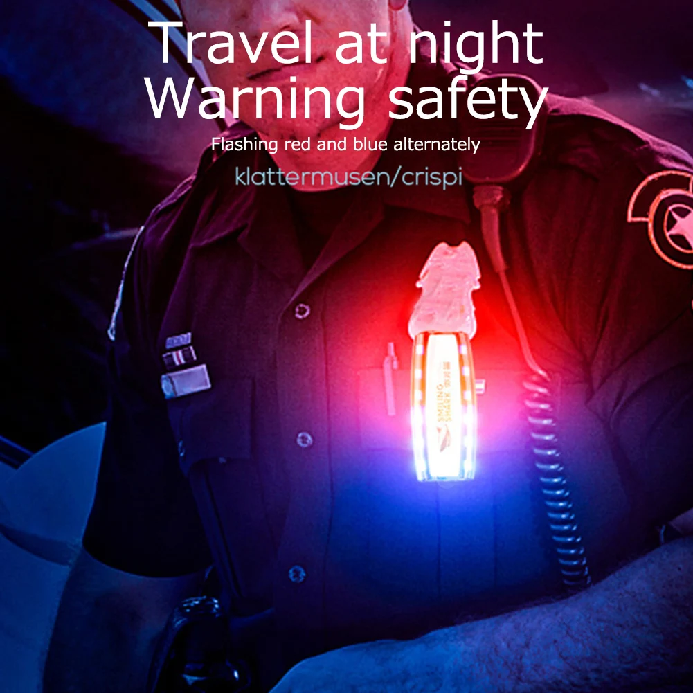 Multifunction Shoulder Clip Light Mini Red Blue LED Shoulder Warning Light Waterproof USB Charging for Sanitation Worker Patrol