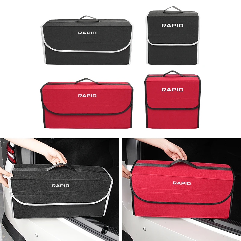 

Car Tool Storage Bag Auto Trunk Organizer Soft Felt Storage Box For Skoda Rapid Octavia Superb Kodiaq Karoq Fabia Kamiq Roomster