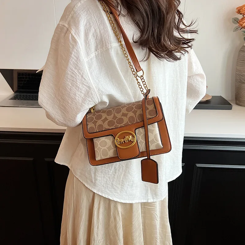 

Высококачественная женская сумка через плечо, новинка 2025 года, модная темпераментная сумка на цепочке, универсальная маленькая квадратная сумка через плечо