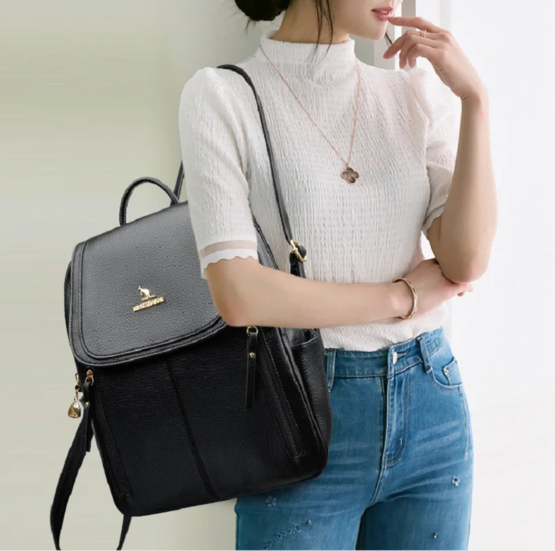 

2026 новые модные корейские кожаные дорожные рюкзаки высокого качества, женские школьные сумки в консервативном стиле, большая вместительная сумка на плечо