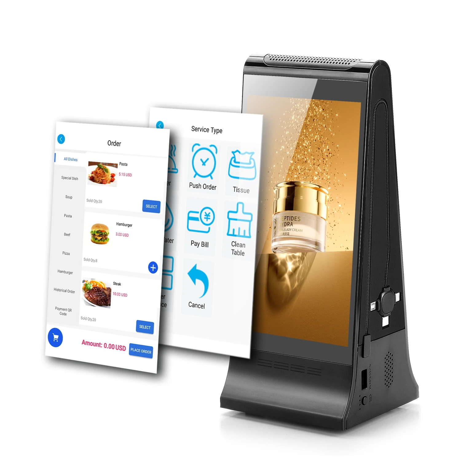 High Configuration FYD-868 Dual 7 Inch LCD Touch Screen WiFi Android 11 Advertising Digital Signage and Displays Both Sides