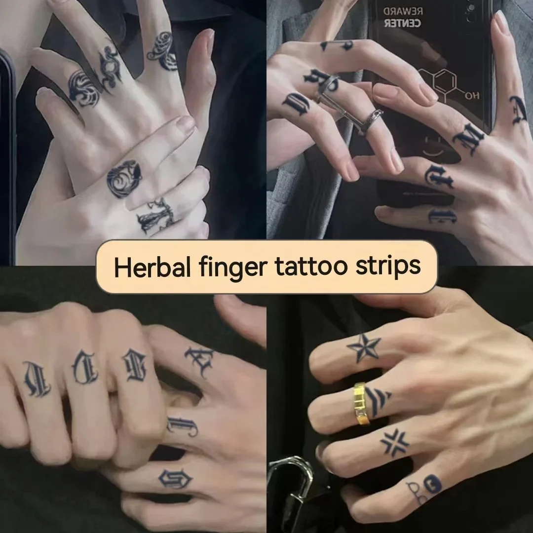 Finger Back Herbal Juice Tattoo Stickers Waterproof Durable Semi-permanent Small Patterns Fake Tattoo Men Women Not Reflective