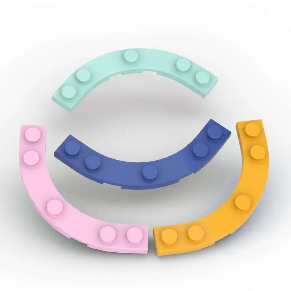 MOC 10PCS 80015 With 4x4 Curved Cutout Plate Bricks Round Corner 5x5 Building Blocks Diverting Toys  Adults Boys Holiday Gift