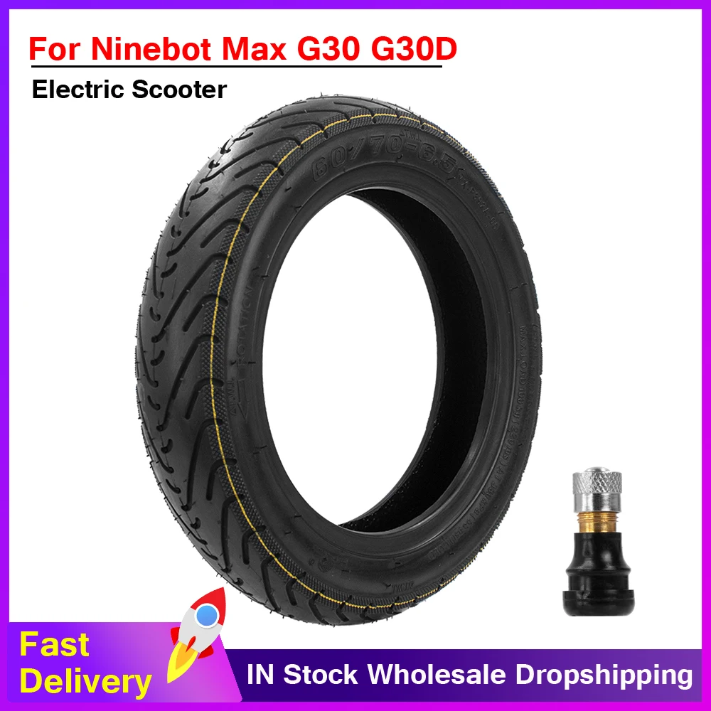 60/70-6.5 Tubeless Tire for Ninebot Max G30 G30D G30LP 10 Inch Vacuum Tire Electric Scooter Front and Rear Tire with Nozzle